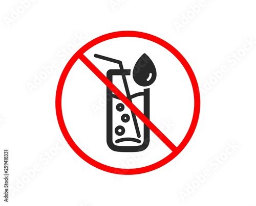 No or Stop. Water glass icon. Soda aqua drink sign. Drop symbol. Prohibited ban stop symbol. No water glass icon. Vector