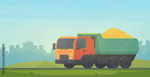 Dumper truck. Transportation soil and construction materials on building site. © Ilya_kovshik