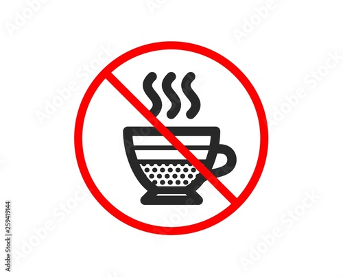 No or Stop. Cafe creme icon. Hot drink sign. Beverage symbol. Prohibited ban stop symbol. No cafe creme icon. Vector