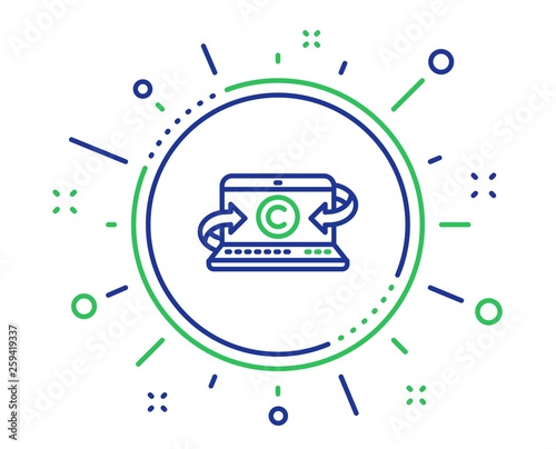 Copywriting notebook line icon. Ð¡opyright sign. Media content symbol. Quality design elements. Technology copywriting notebook button. Editable stroke. Vector