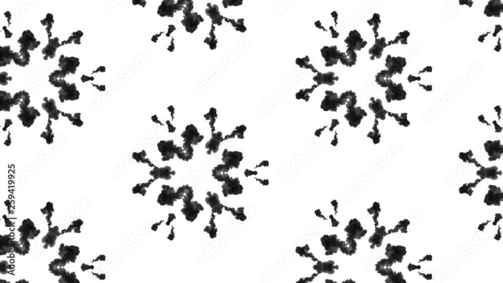 3d render ink kaleidoscope effect with luma matte as alpha channel for visual effects and easy compositing. Black ink on white background 5 3d render ink kaleidoscope effect with luma matte as alpha channel for visual effects and easy compositing. Black ink on white background 5
