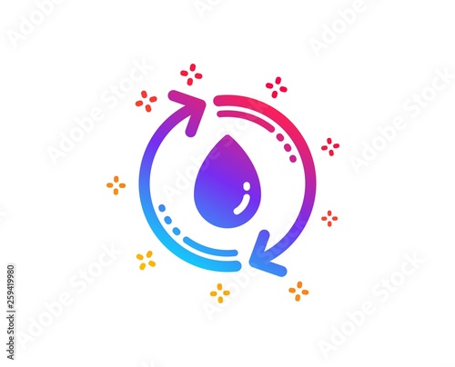 Water drop icon. Recycle clean aqua sign. Refill liquid symbol. Dynamic shapes. Gradient design refill water icon. Classic style. Vector