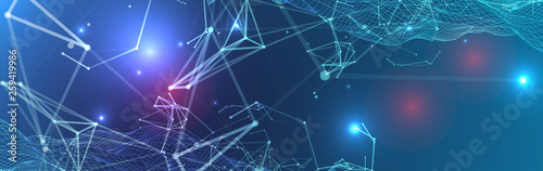 Abstract polygonal vector background with connecting dots and lines. Digital data visualization.