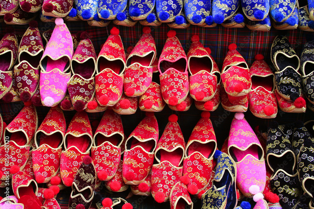 ottoman slippers at bazaar, in istanbul