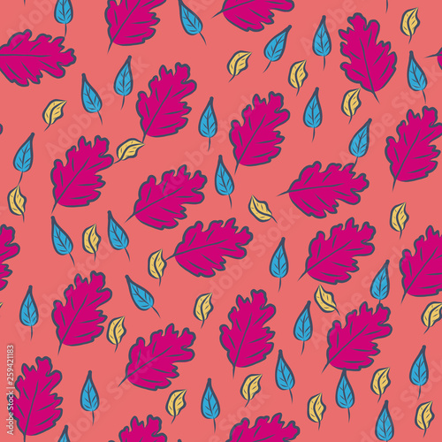 Wallpaper Mural Seamless texture with different leaves Torontodigital.ca