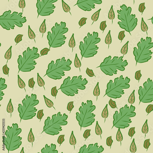 Seamless texture with different leaves