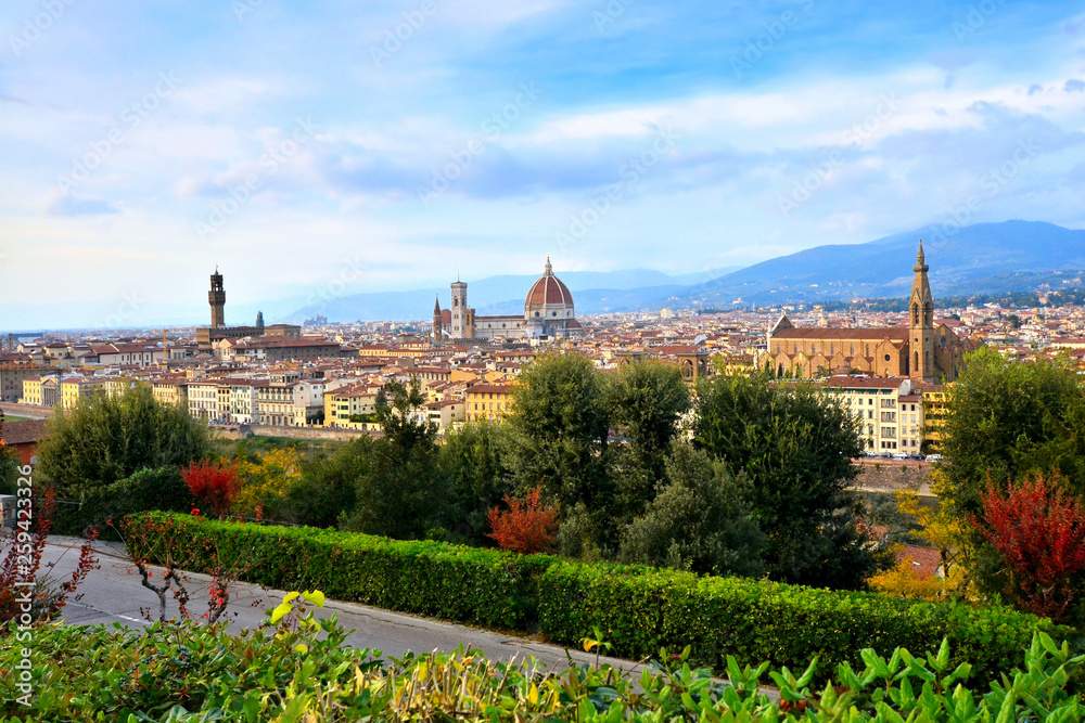 Historic cityscape of Florence with the Duomo and Palazzo Vecchio during autumn, Tuscany, Italy