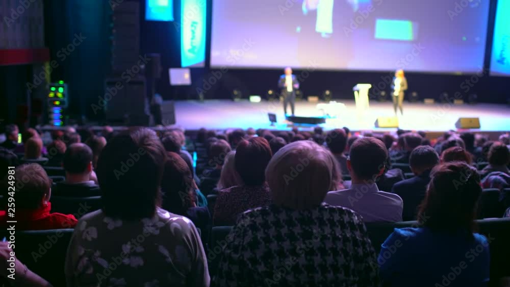 seminar audience from stage, business people conference meeting congress coach speaker group businessman forum training studying seminar, speech person about management economics politics problem 4 K