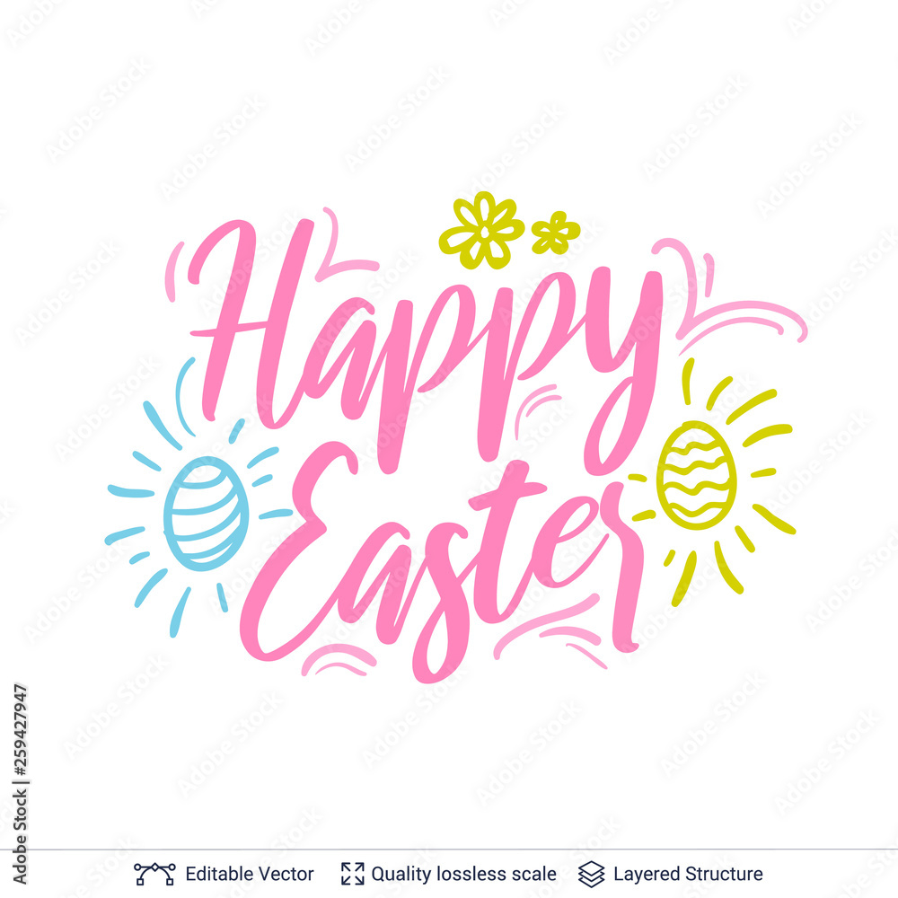 Obraz premium Happy Easter greeting text composition.