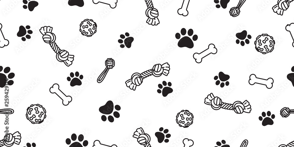 Dog paw seamless pattern bone vector footprint pet toy french bulldog  cartoon scarf isolated repeat wallpaper illustration tile background Stock  Vector | Adobe Stock