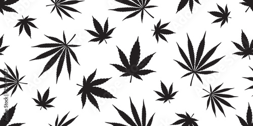 Marijuana weed seamless pattern vector cannabis leaf repeat wallpaper tile background scarf isolated white