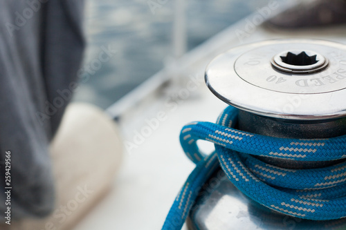 Sailboat pulley and rope at the the sea © PhilippeLeon
