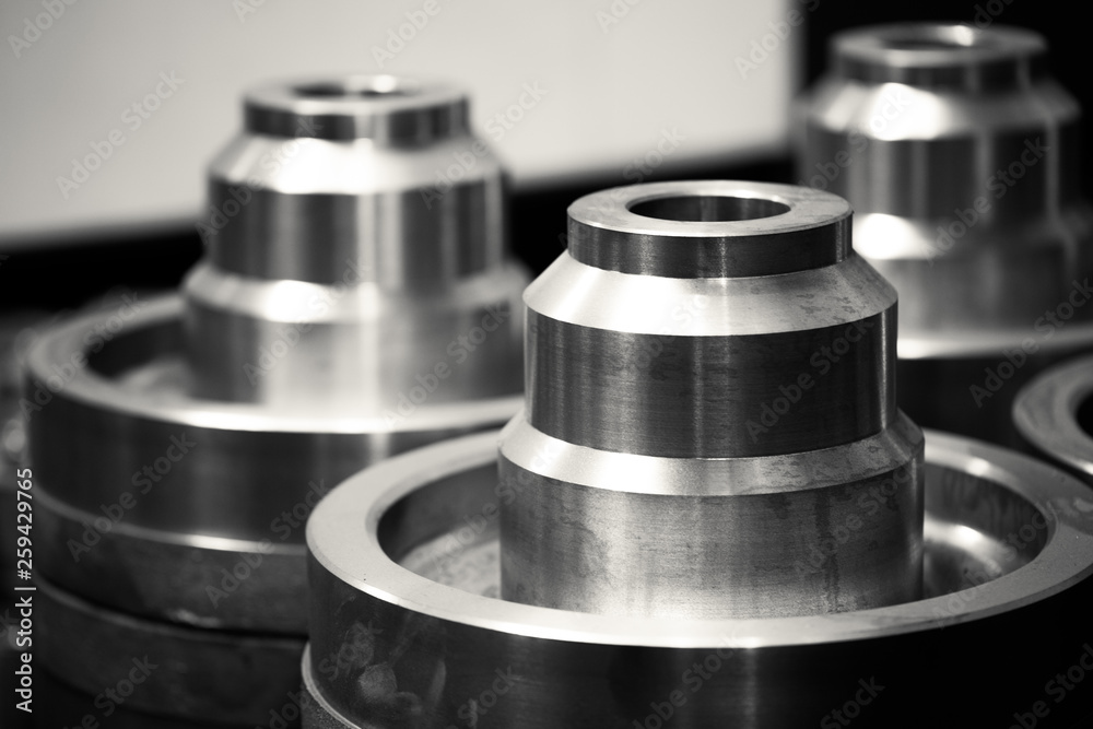 Metal products made by casting techniques closeup Metal products made by casting techniques closeup