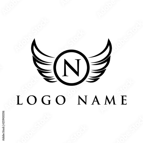 wings logo design and initial