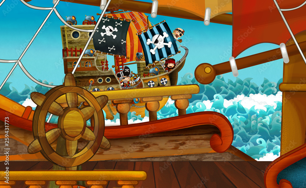 Cartoon Pirate Ship Deck