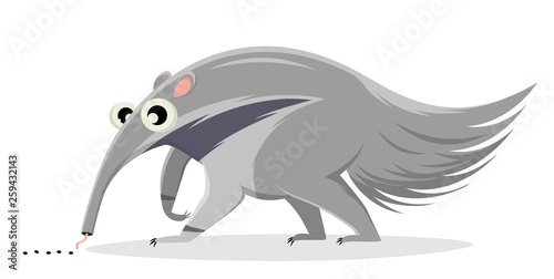 funny cartoon illustration of an ant-eater