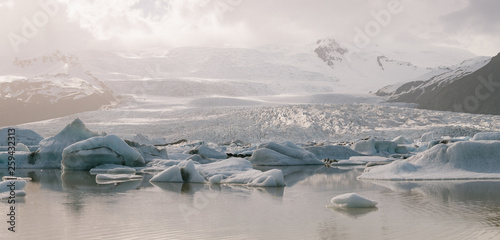 lake and mountains in winter
