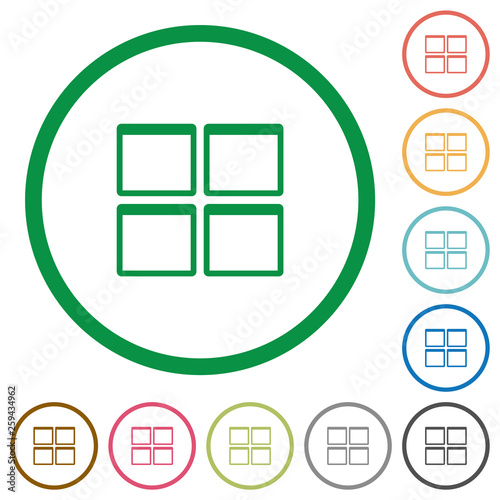 Admin dashboard panels flat icons with outlines