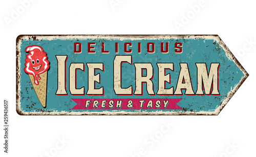 Ice cream vintage rusty metal sign