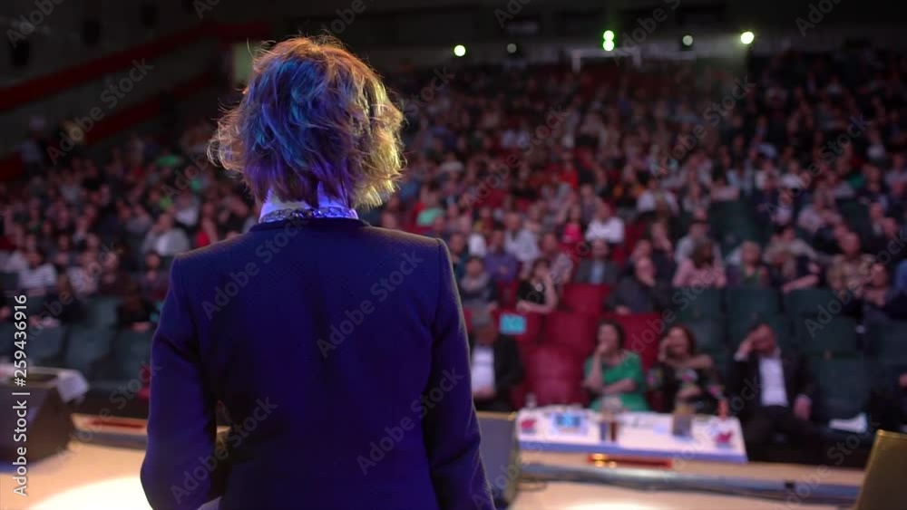 business people seminar audience from stage conference meeting training coach speaker group businessman businesswoman students studying seminar, speech about management economic politics problem 4 K