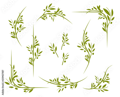 Olive tree border set. Vector element ready for your design. EPS10. 