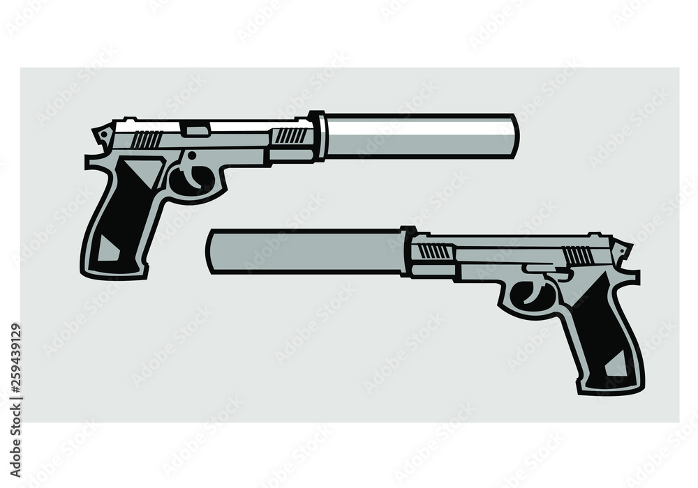 silenced pistol. vector image for illustration silenced pistol. vector image for illustration