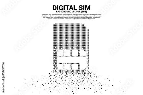 sim card icon from small square pixel. Concept for mobile digital telecom technology and network.