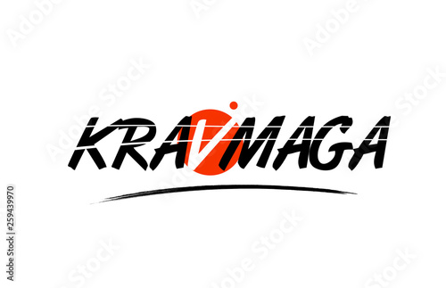 krav maga word text logo icon with red circle design photo