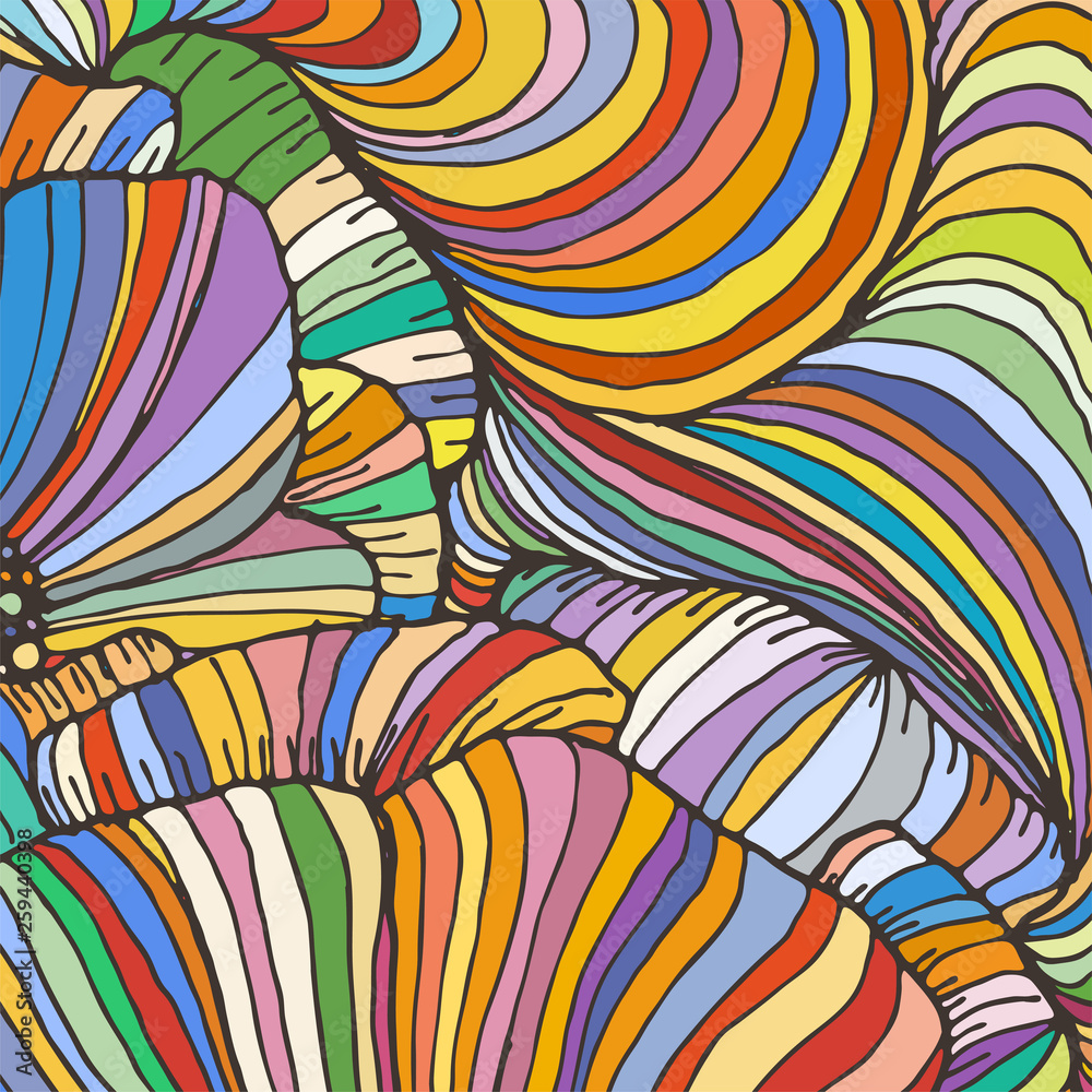 Vector doodle outline abstract ornamental flowers stripe background Vector doodle outline abstract ornamental flowers stripe background
