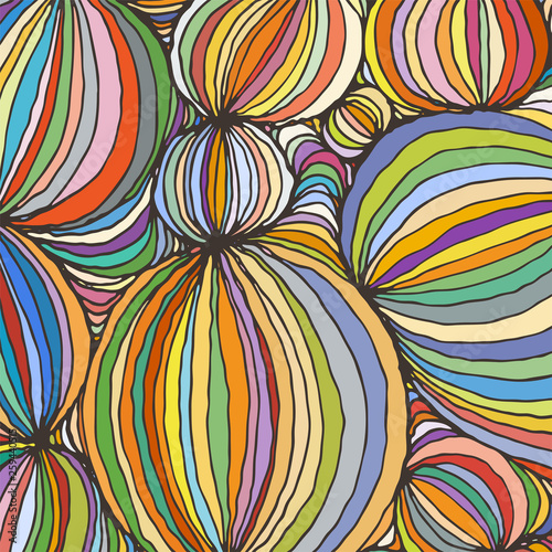 Vector doodle outline abstract ornamental ball stripe background