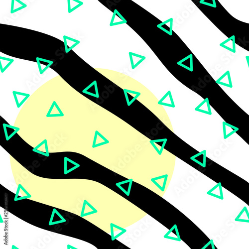 Memphis pattern background. Summer fun abstract isolated backdrop. Contemporary seamless graphics. Textile design style. Geometric fashion and wallpaper. Universal colorful decorative. Vector