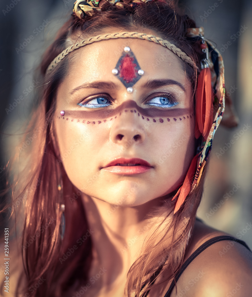 Fototapeta premium Portrait of a beautiful ethnic woman