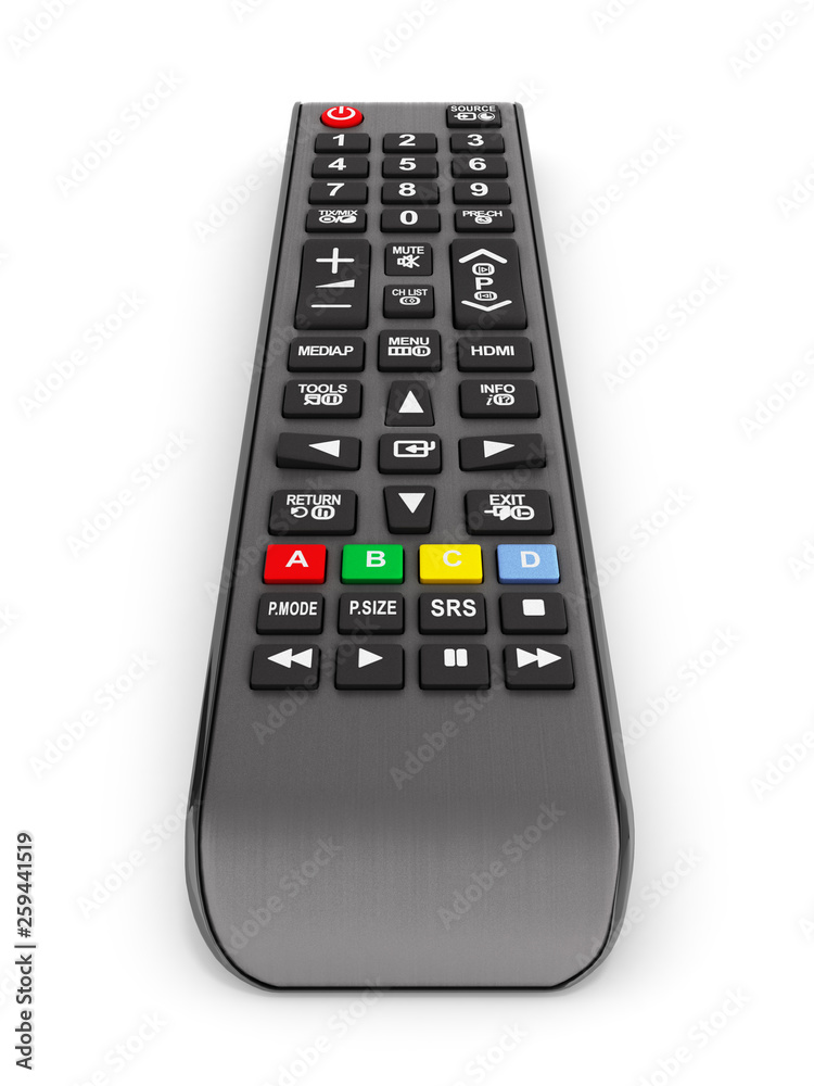 TV Remote control isolated on white background 3d render TV Remote control isolated on white background 3d render
