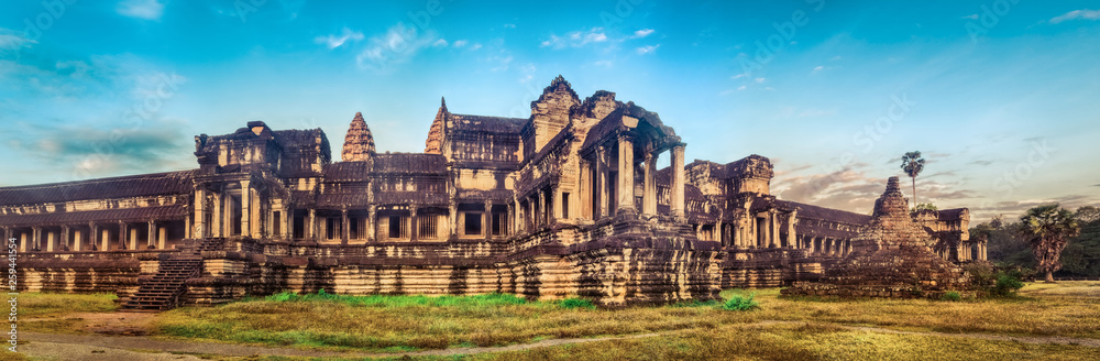 Angkor Wat at sunrise. Siem Reap. Cambodia. Panorama