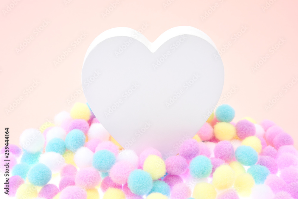 Heart and Pastel colored fluffy decoration Balls