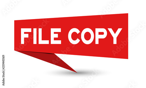 Red paper speech banner with word file copy on white background (Vector)