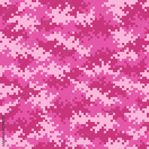 Camouflage pixel pattern in Pink seamlessly tileable