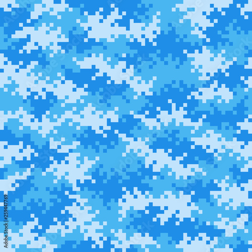 Military blue camouflage pixel pattern seamlessly tileable © JRB