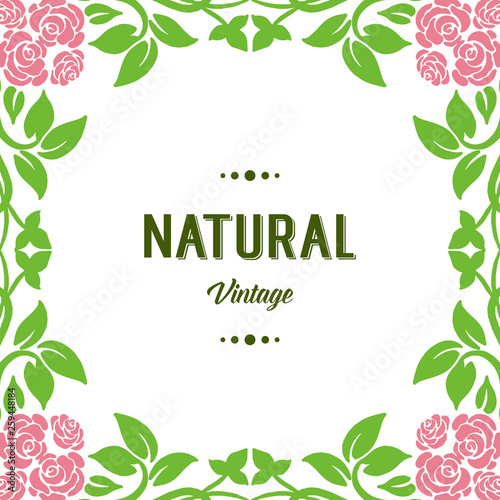 Wallpaper Mural Vector illustration lettering natural vintage for decor frame flower pink and green leaves Torontodigital.ca