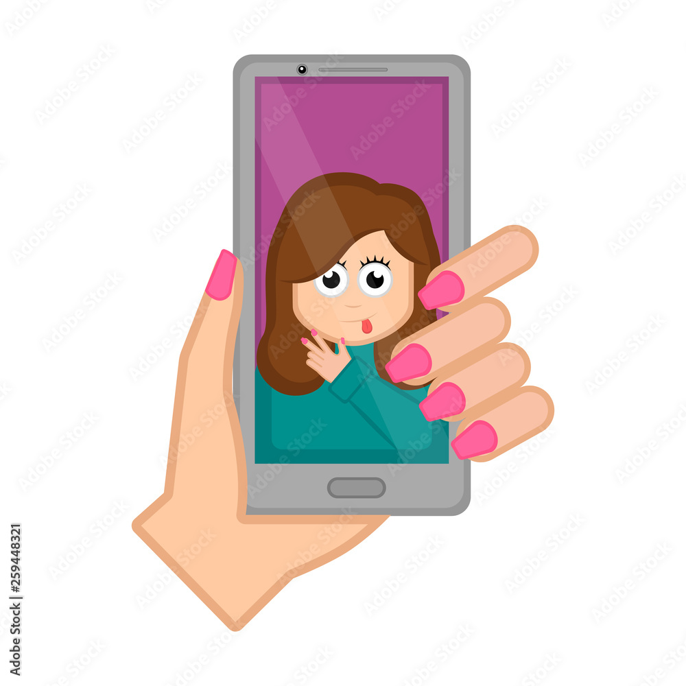 Hand holding a smartphone taking a photo. Vector illustration design Hand holding a smartphone taking a photo. Vector illustration design