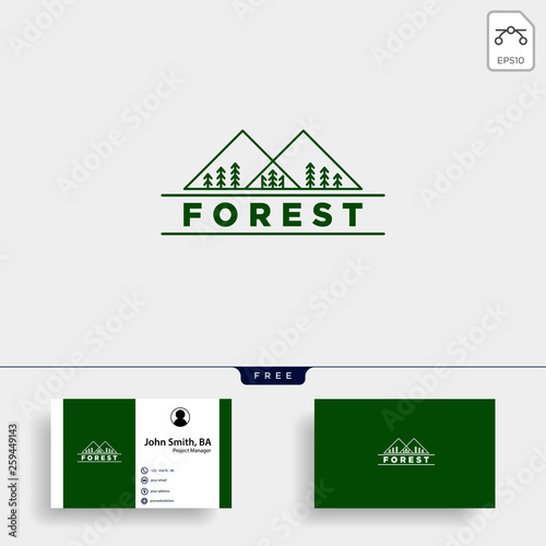 mountain forest nature badge line simple logo template vector illustration icon element