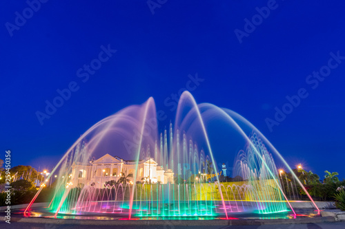 colourful night scene fountain