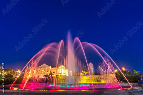 colourful night scene fountain