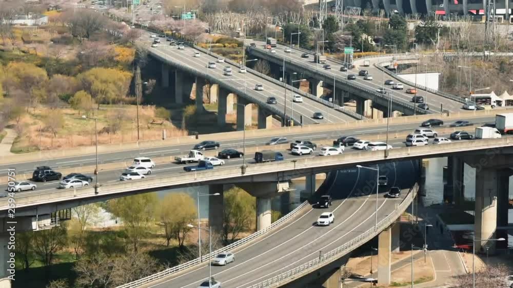 Traffic at Seoul City,South Korea.Timelapse HD