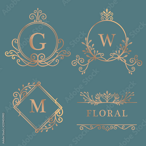Gold framed logo collection