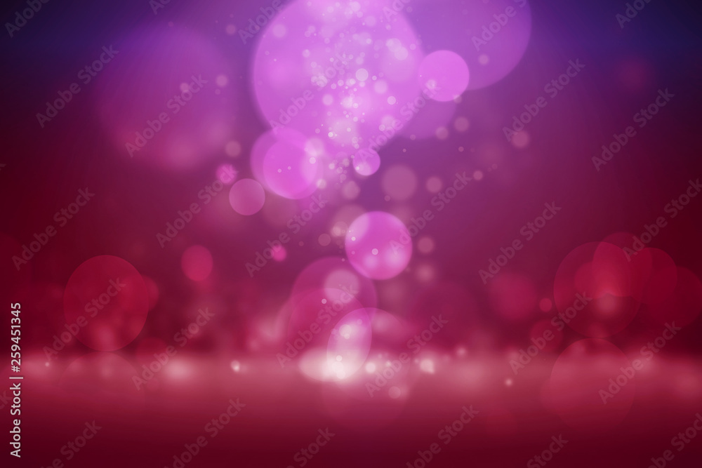 Pink soft light and glitters falling from middle scene and have reflection floor with bokeh on dark blue background Pink soft light and glitters falling from middle scene and have reflection floor with bokeh on dark blue background
