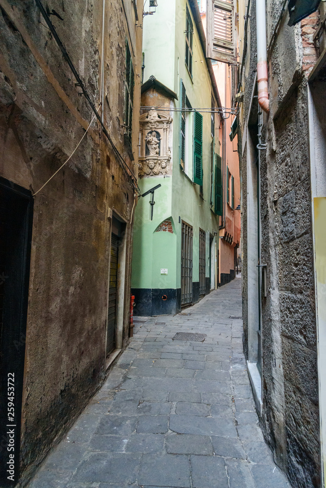 Narrow street in old city. Genoa. Italy