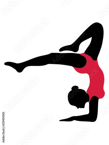 Frau Yoga Gymnastik Sport Turnen Ballette Madchen Weiblich Tunerin Silhouette Logo Clipart Verein Stock Illustration Adobe Stock
