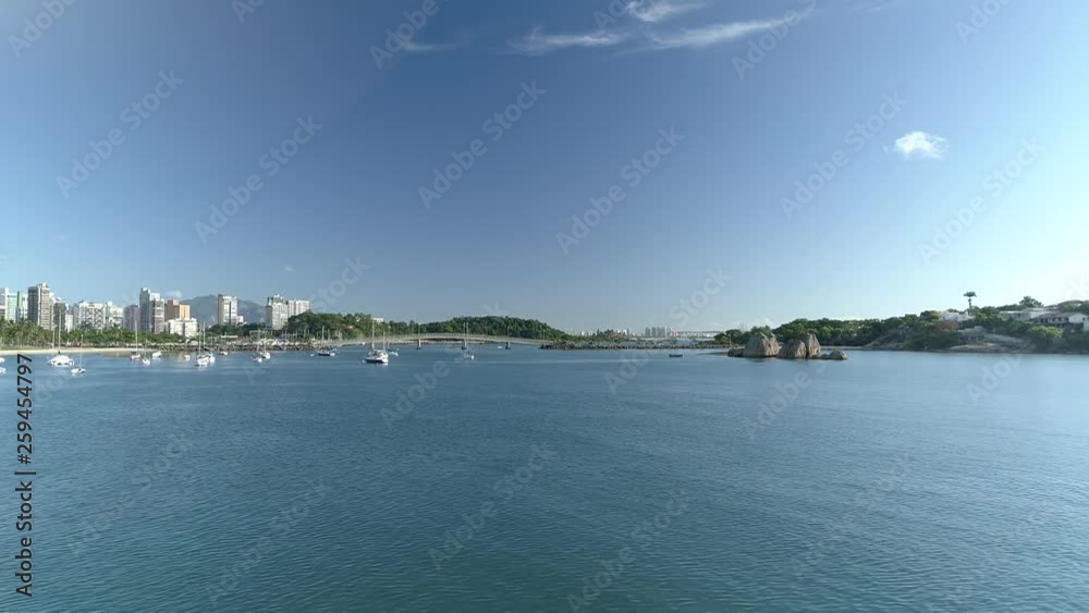 Aerial view of city and beach of Vitoria. Video recorded in Vitoria, 2019. Aerial view of city and beach of Vitoria. Video recorded in Vitoria, 2019.