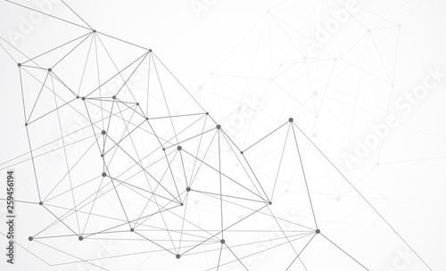 Abstract connecting dots and lines with geometric background. Modern technology connection science, Polygonal structure background. Vector illustration